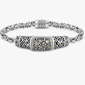 🌟DEVATA🌟Sterling Silver & 18k G/Dragon Skin Bali Filigree Byzantine Bracelet